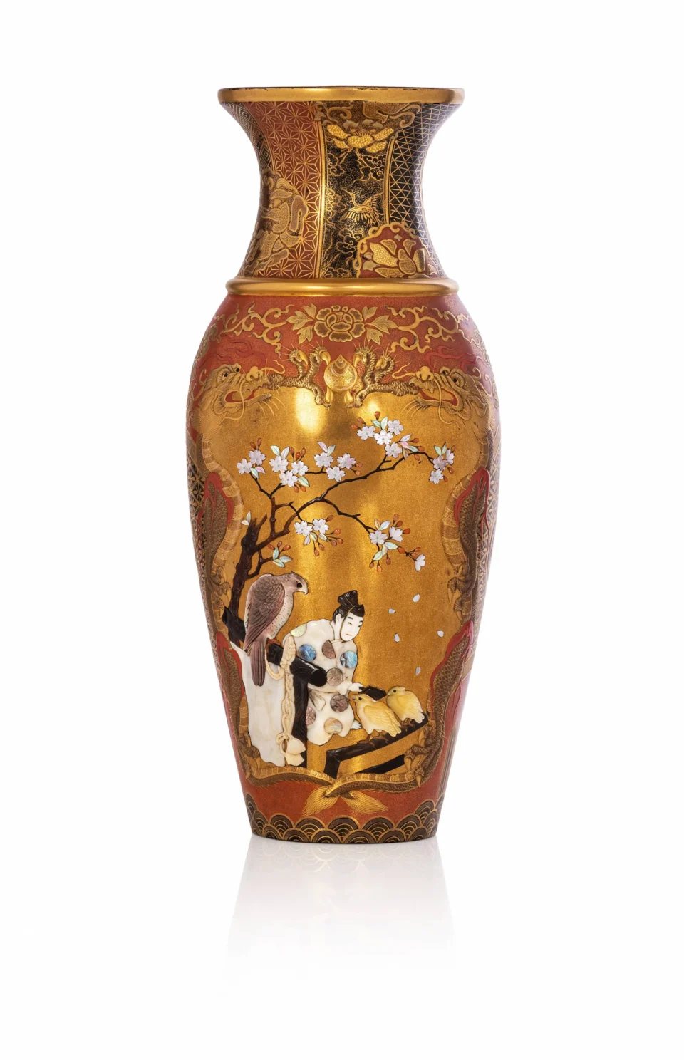 Rare vase en laque et shibayama - JAPON - Période Meiji (XIX-XXe siècle)