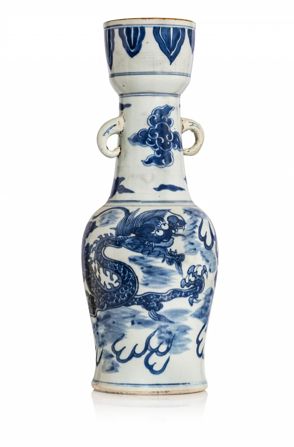 Vase à haut col en porcelaine bleu et blanc - CHINE - XVII-XVIIIe siècle