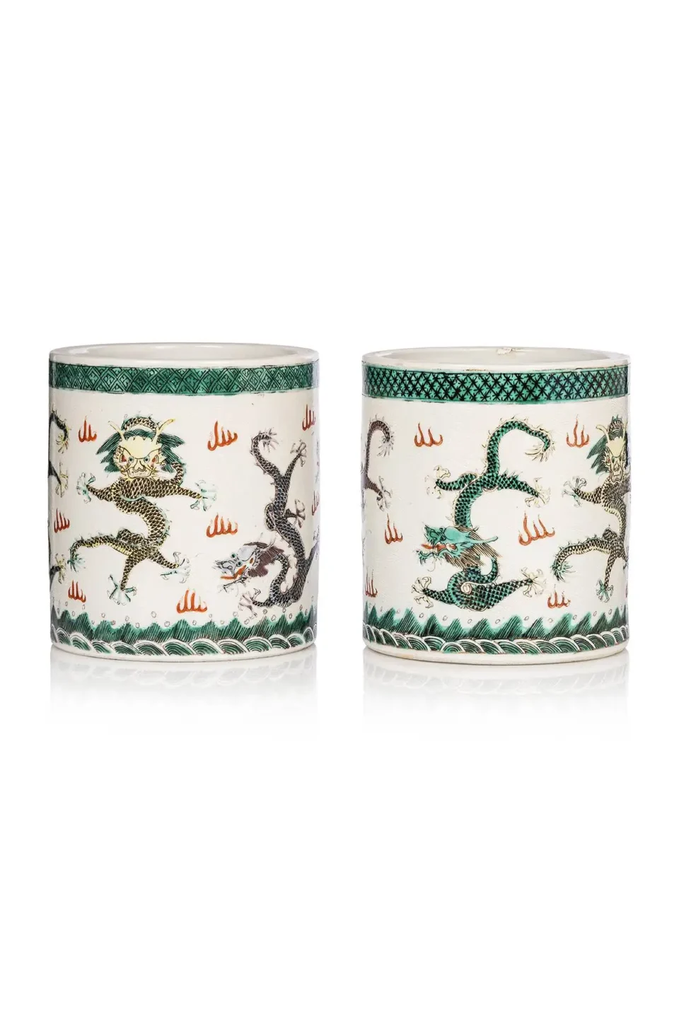 Deux pots à pinceaux en porcelaine - CHINE - XIXe siècle