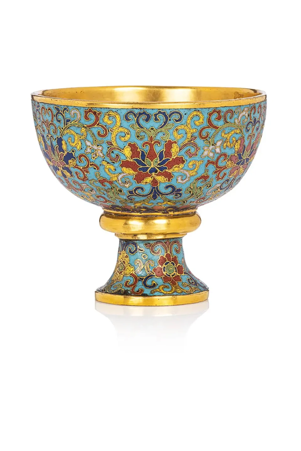 Coupe à pied en bronze doré et émaux cloisonnés - CHINE - XVIIIe siècle