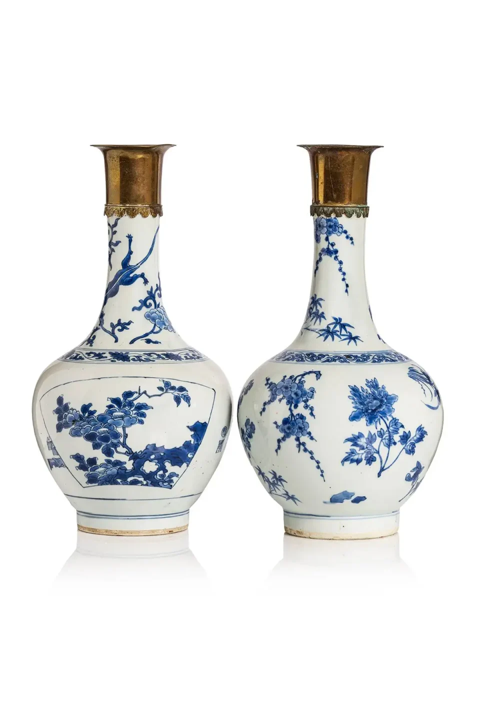 Paire de vases bouteille en porcelaine - CHINE - XIXe siècle