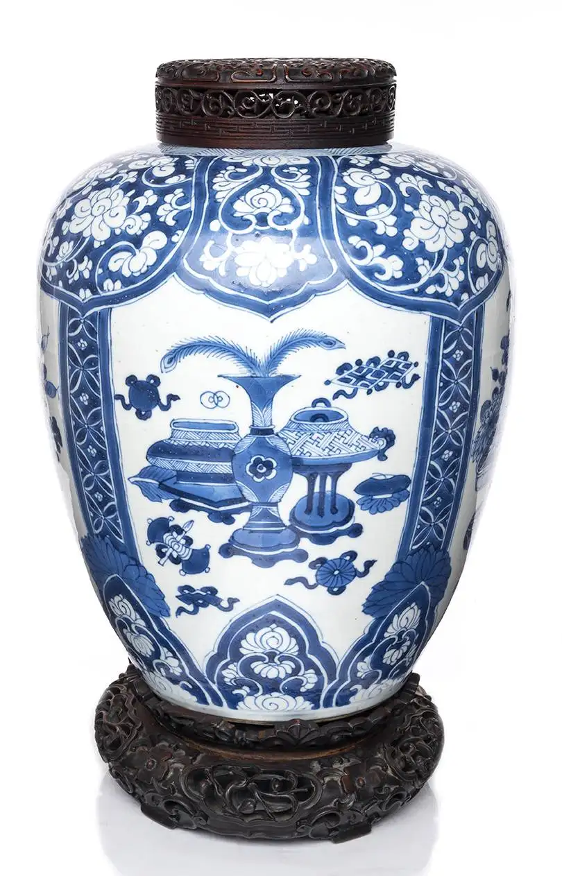 Grande potiche couverte en porcelaine bleu blanc - CHINE - XVIIIe siècle