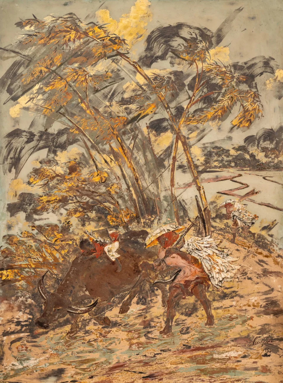 Peasant and buffalo, 1954 - VIETNAM - 20th century