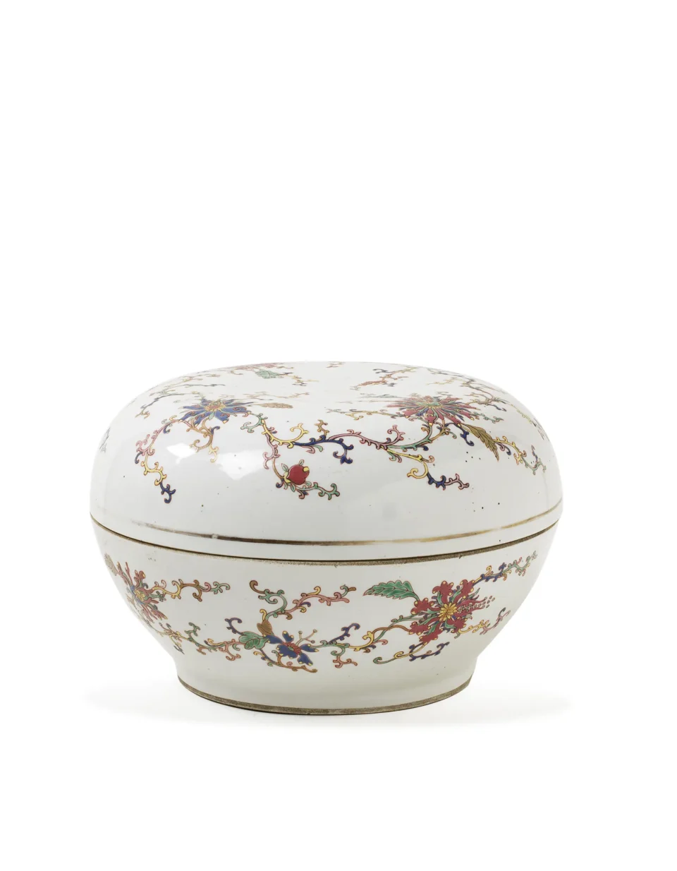 Porcelain and polychrome enamel covered box - CHINA - 19th century