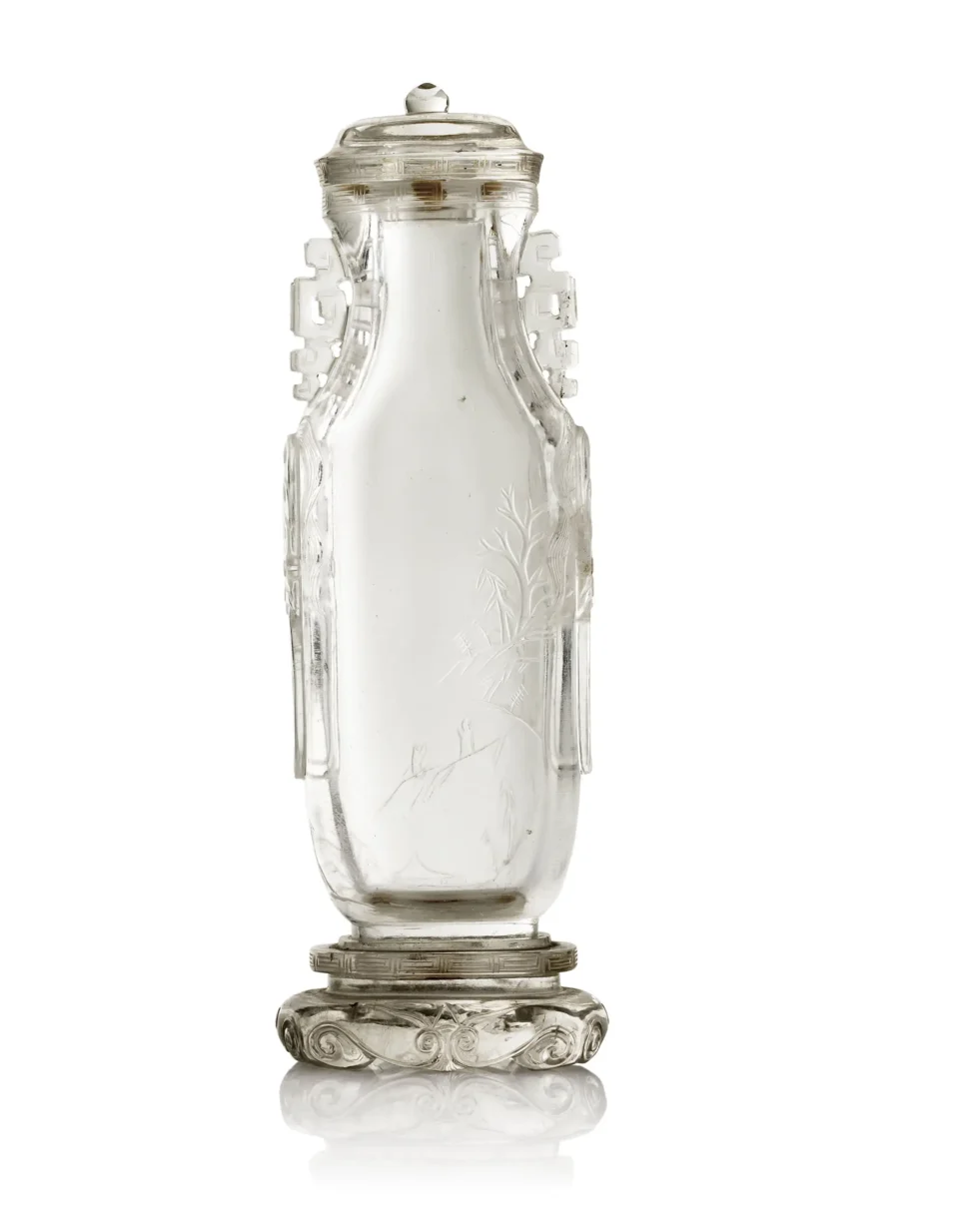 Elegant covered bottle in rock crystal - CHINA - 19th century