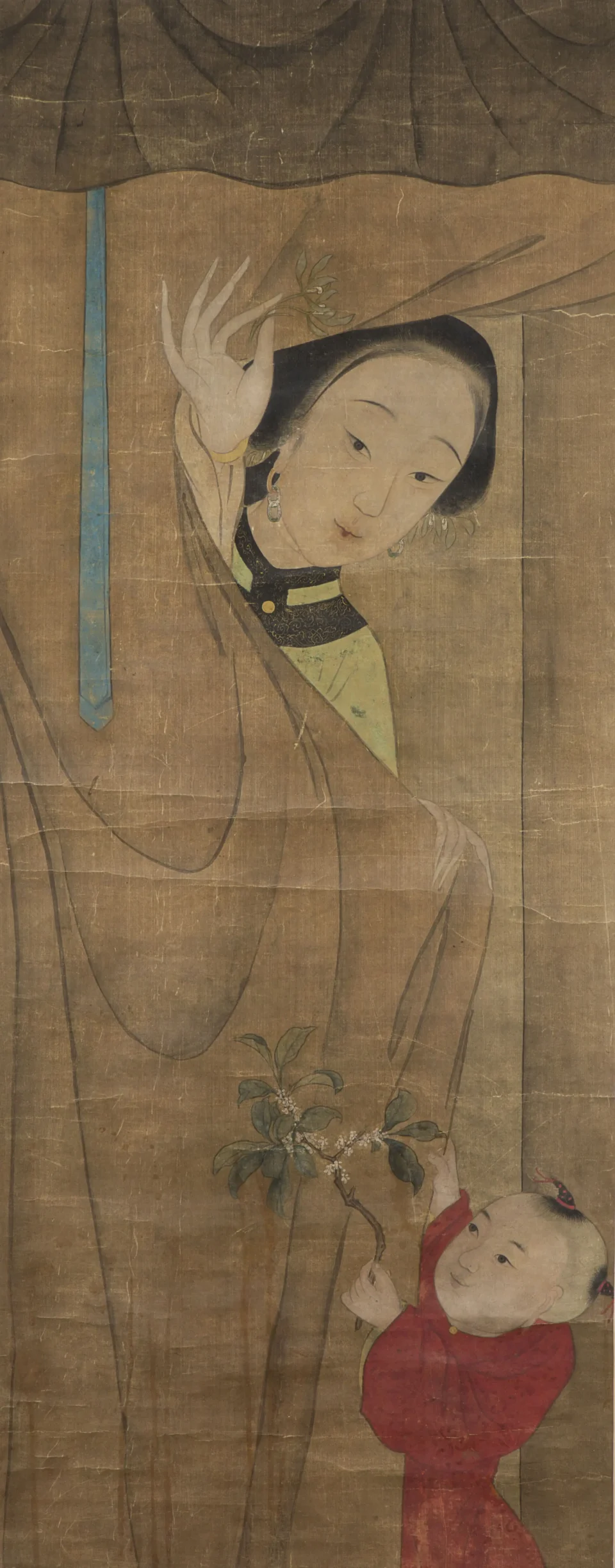 Polychrome painting on silk - CHINA - Qing Dynasty (1644-1912)