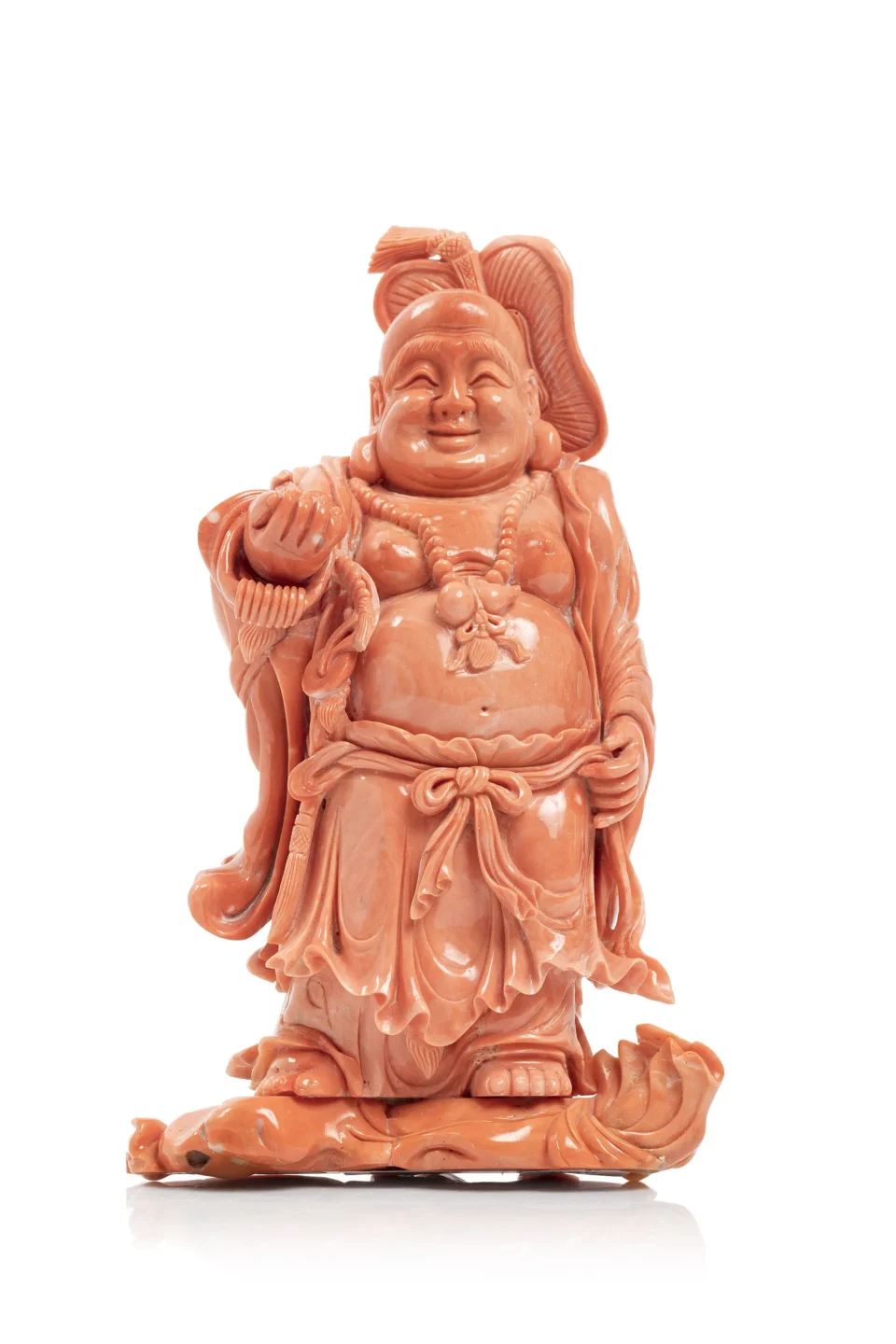 Statuette en corail orangé/clair* - CHINE - XXe siècle