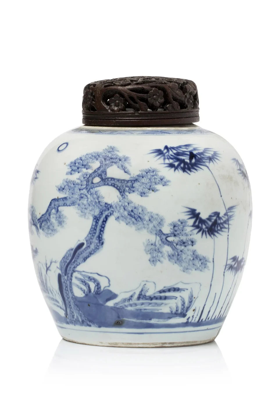 Porcelain and underglaze blue ginger pot - CHINA - 19th century