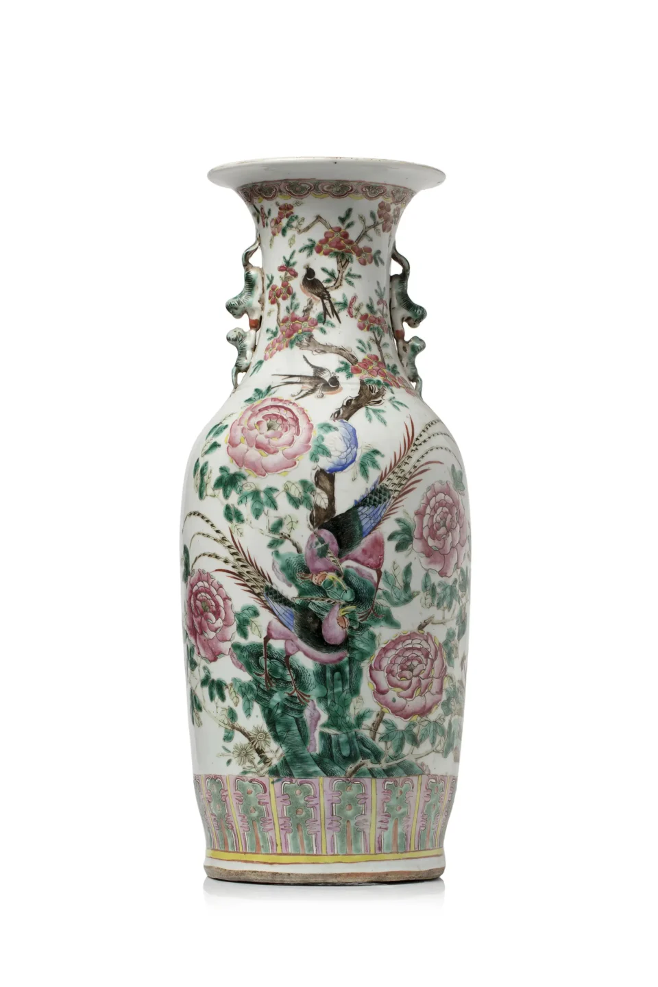 Grand vase balustre en porcelaine et émaux de style famille rose - CHINE - XIXe siècle