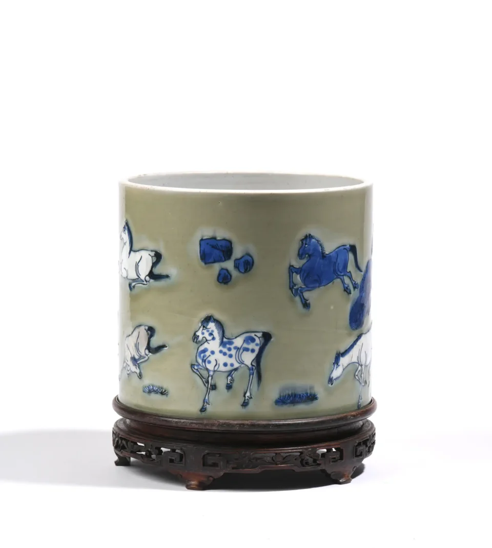 Porcelain brush pot - CHINA - KANGXI period (1662-1722 / XVII-XVIIIth century )