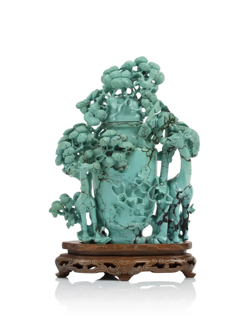 Group in imitation turquoise synthetic stone - CHINA - 20th century