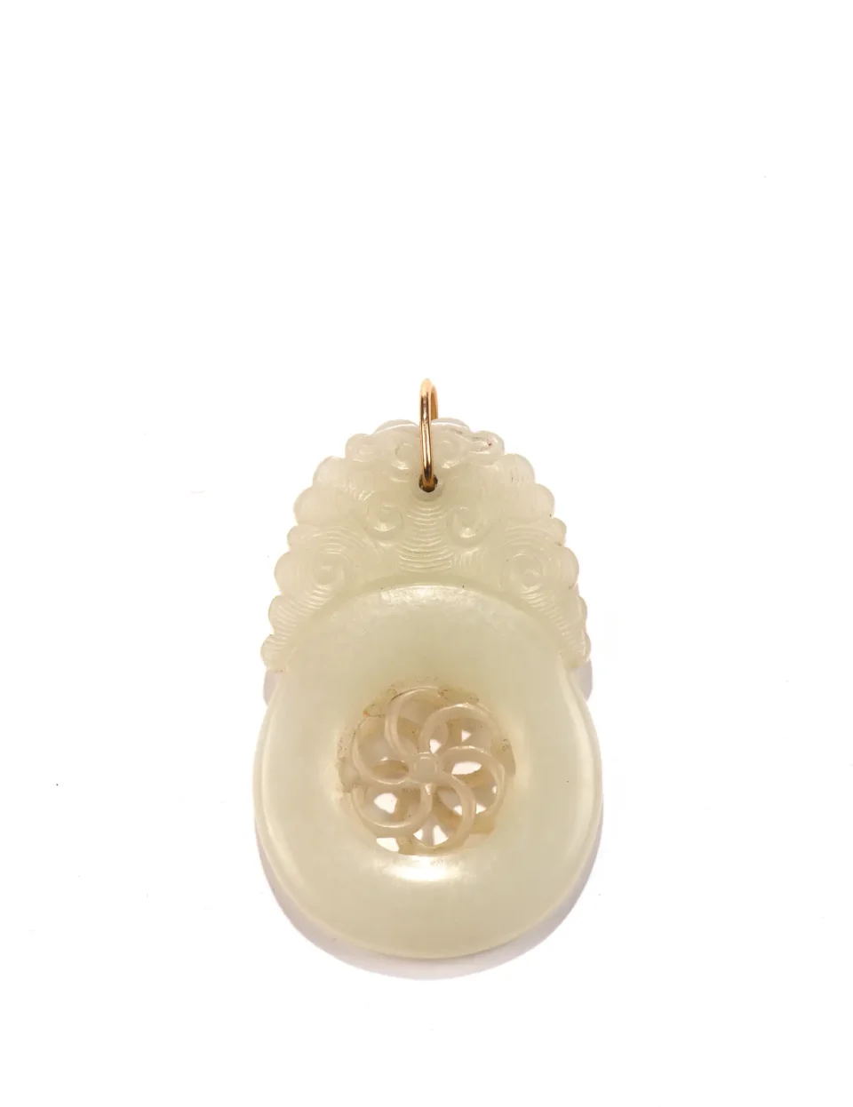 Pendant in lightly celadon-coated white jade - CHINA - 19th century