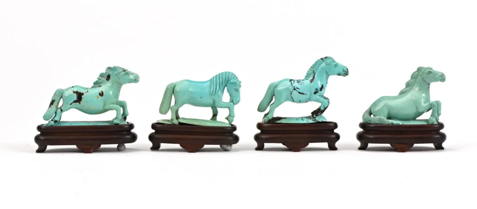 Set of eight turquoise statuettes - CHINA - 20th century