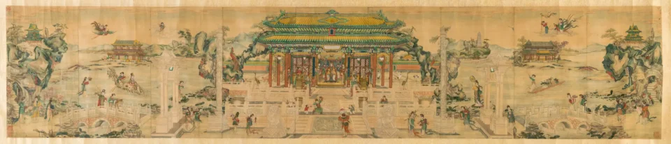 丝绸上的大型水墨全景画 - 中国 - 清朝（1644-1912 年）