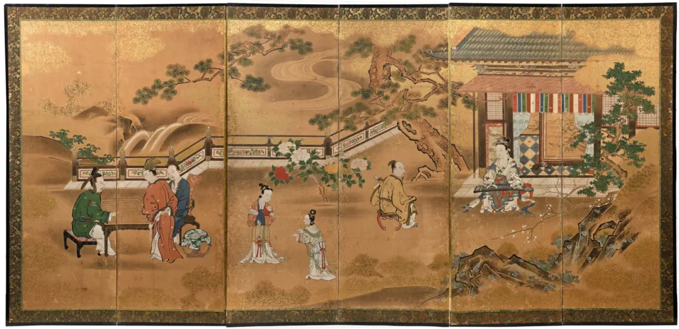 Paravent Byobu à six feuilles - JAPON - XVIIIe siècle