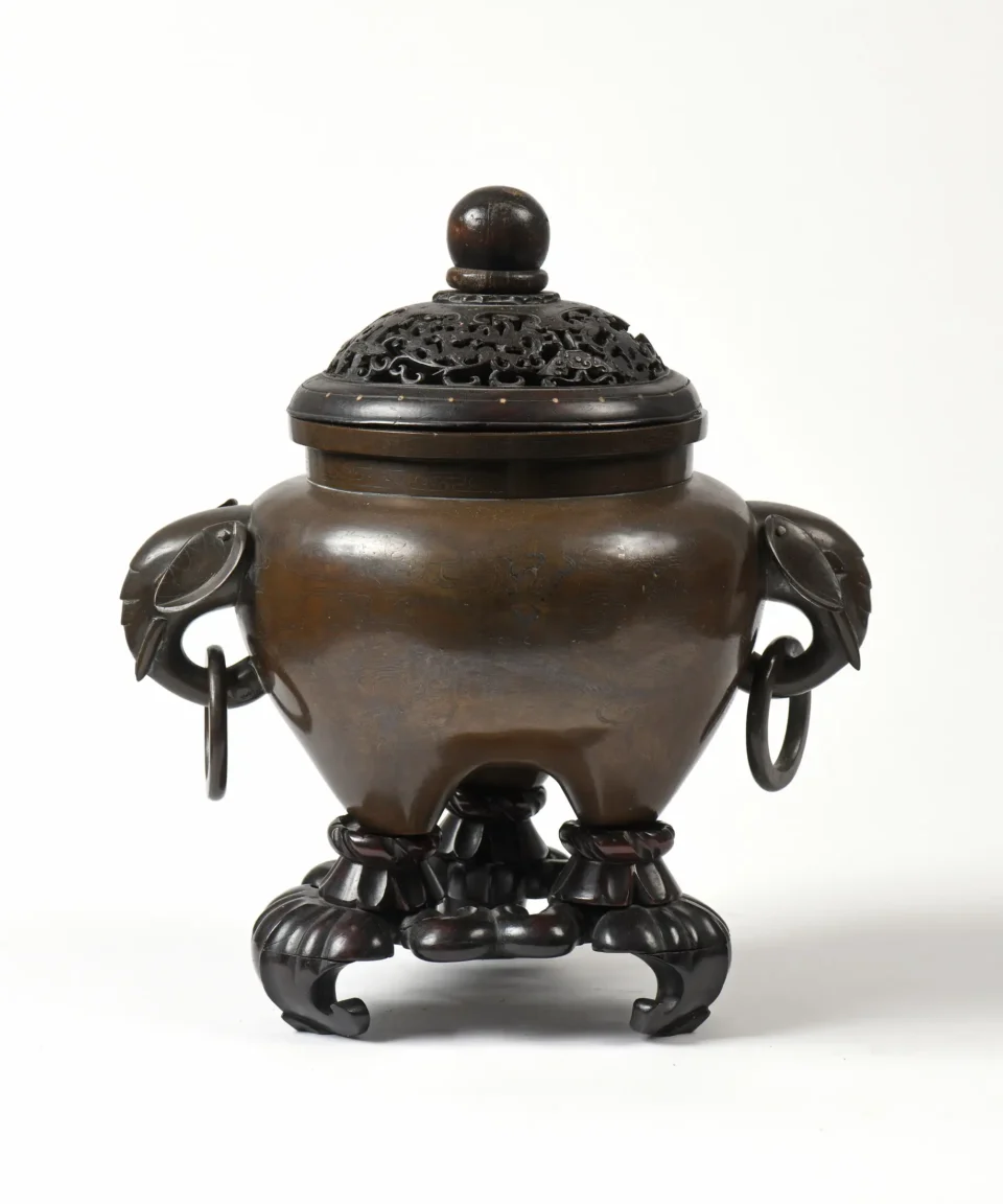 Large tripod bronze incense burner - CHINA - 19th century