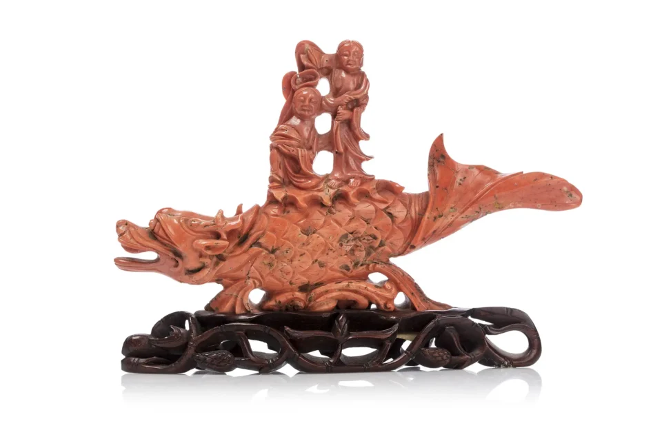 Elegant orange coral* group - CHINA - 18th-19th century