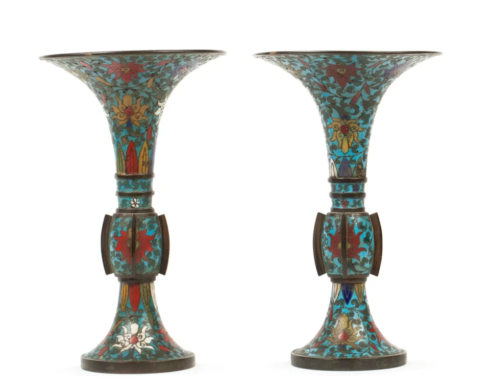 Pair of cloisonné vases, gu - CHINA - 19th century