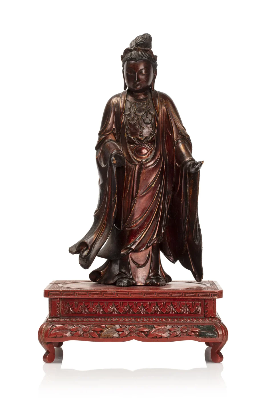 Sculpture de Guanyin en bois laqué doré - CHINE - Dynastie Ming (1368-1644)