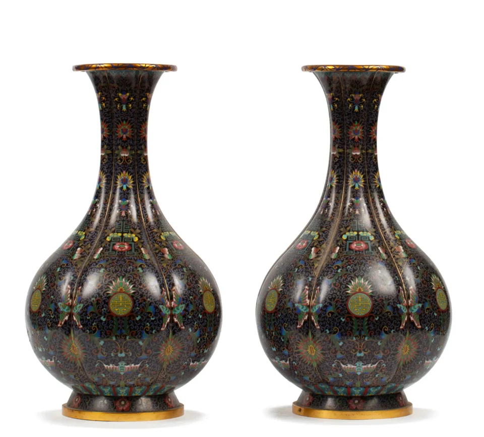 Pair of cloisonné enamel vases - CHINA - 20th century