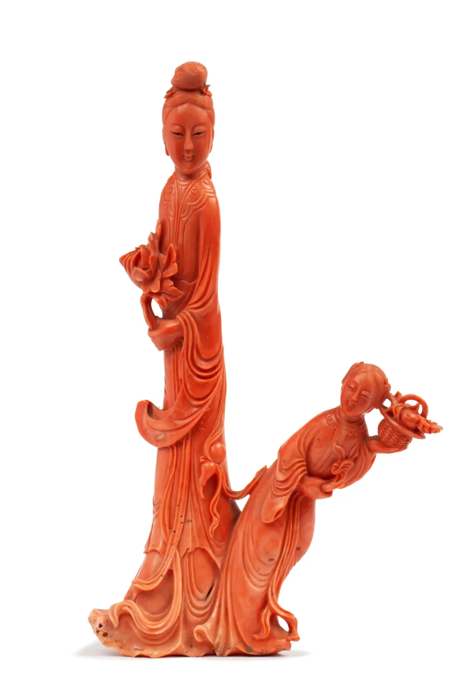 Orange coral* sculpture - CHINA - 20th century