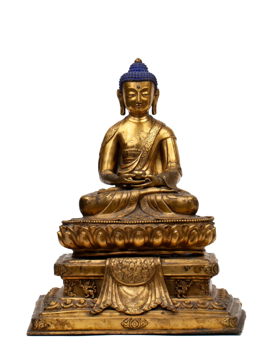 Gilded bronze Buddha medicine figure - NEPAL - 18th-19th century