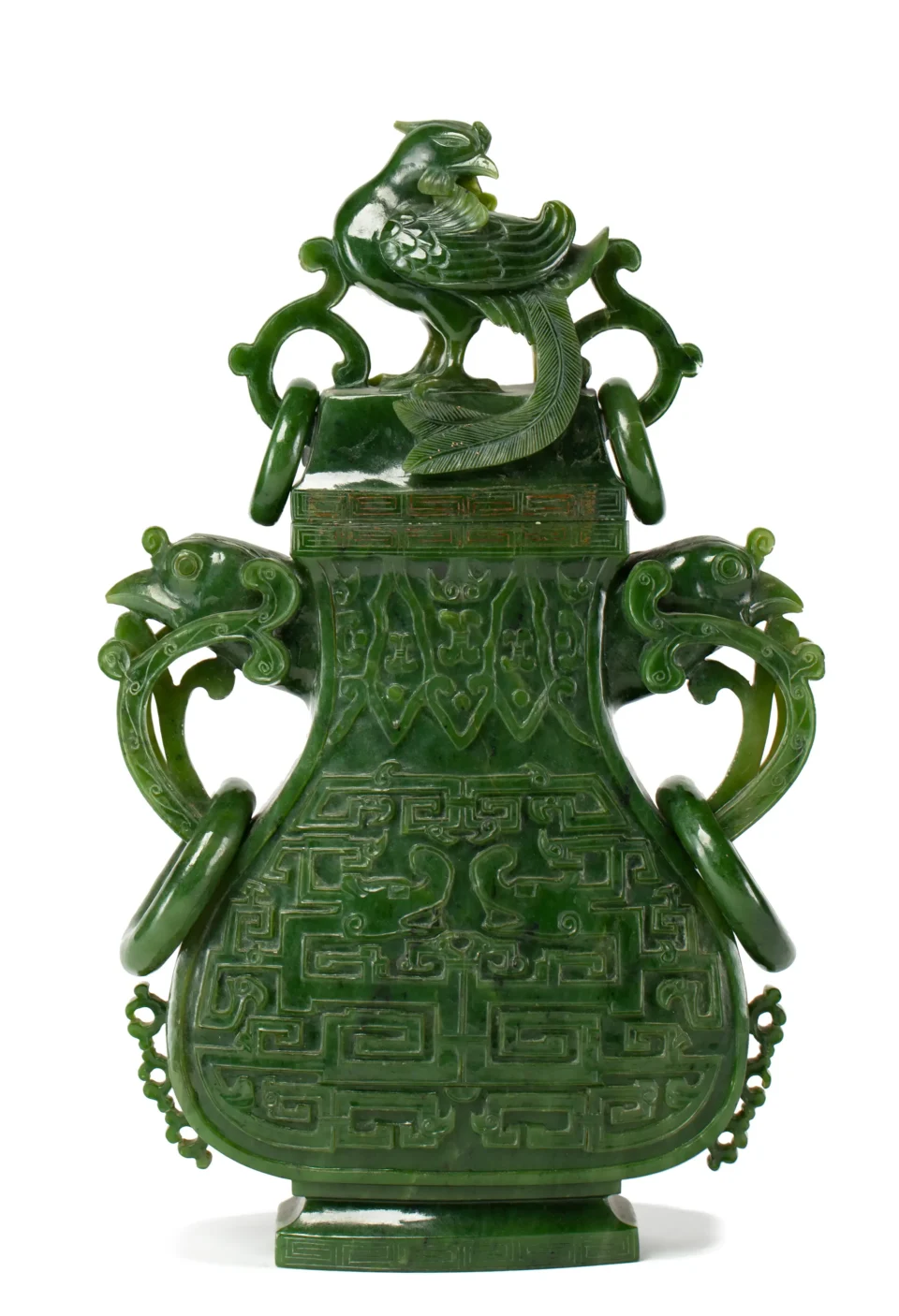 Vase couvert en jade épinard - CHINE - XXe siècle