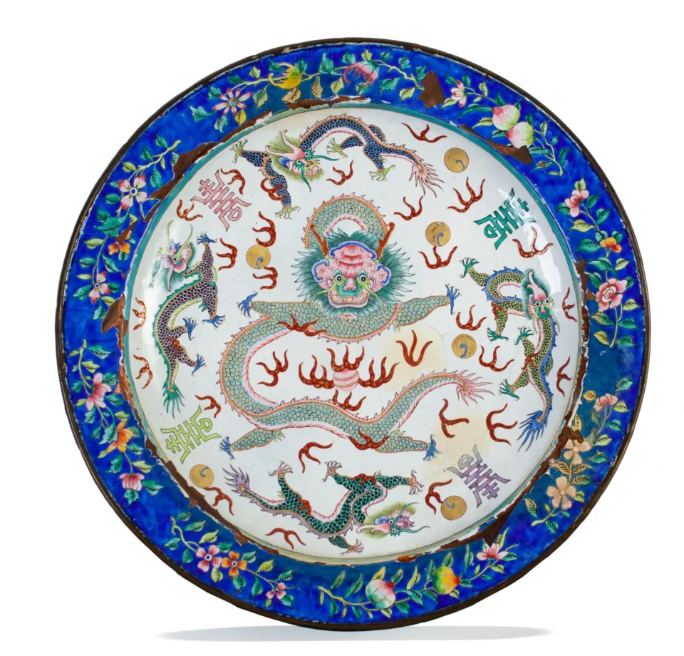 Large enamelled copper dish - VIETNAM - 19th century