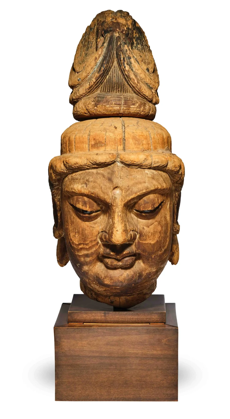 Grande tête en bois sculpté - CHINE - XIXe siècle