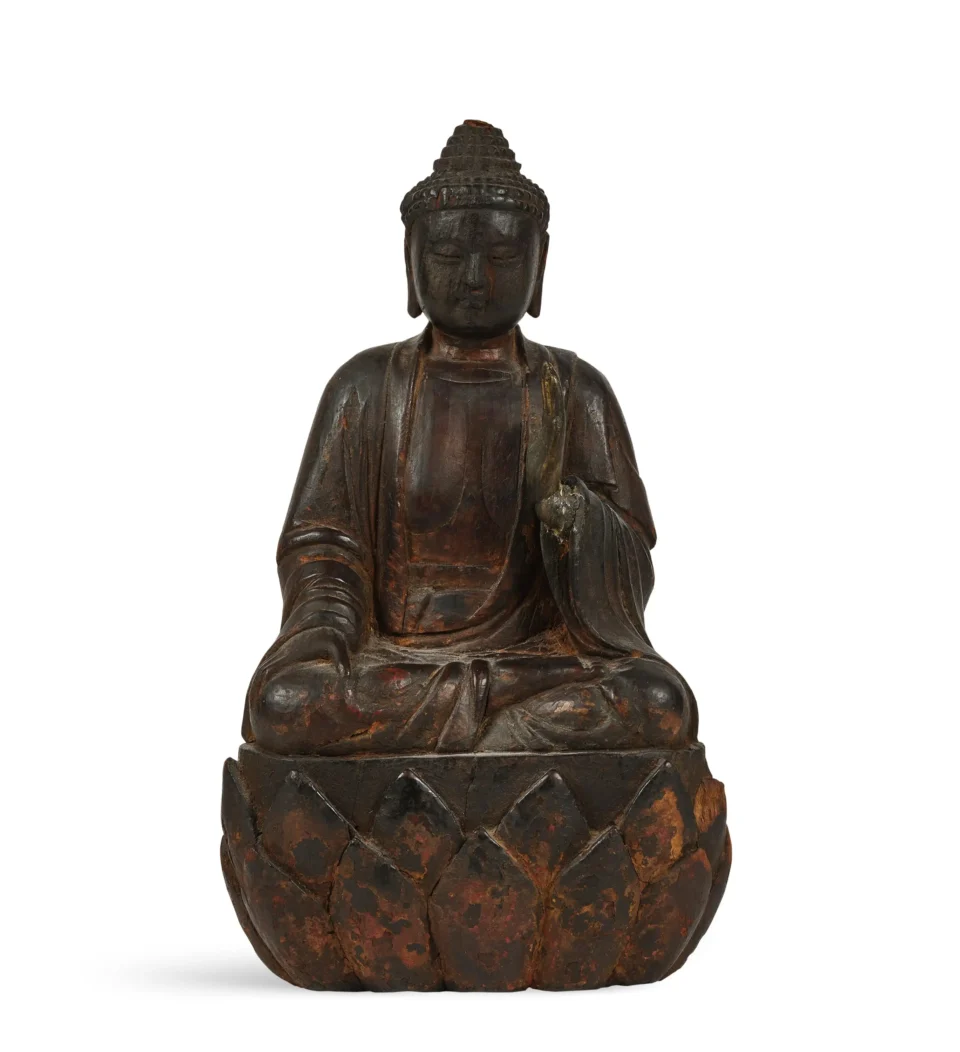 Bouddha en bois sculpté - CHINE - XII-XIVe siècle