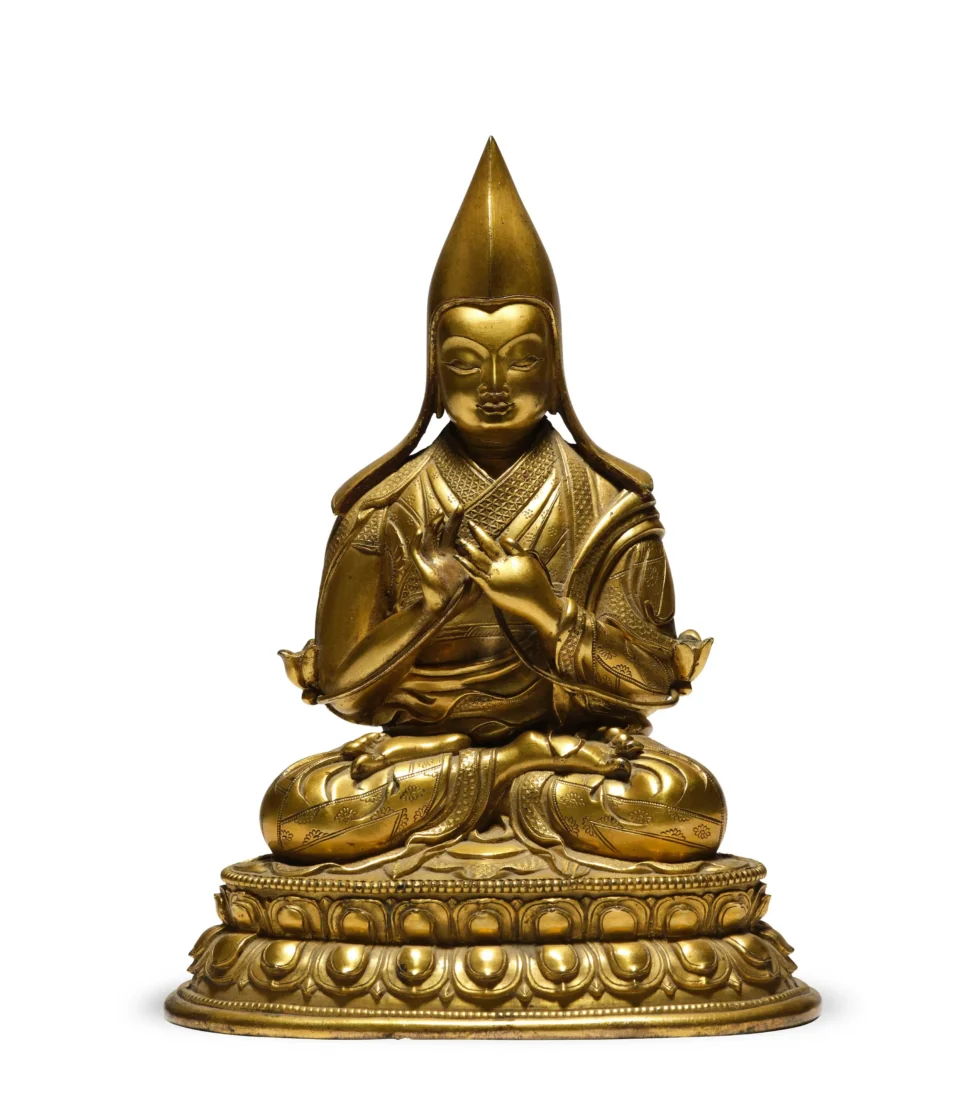 Statuette de Tsongkhapa en bronze doré - CHINE - XVIIIe siècle