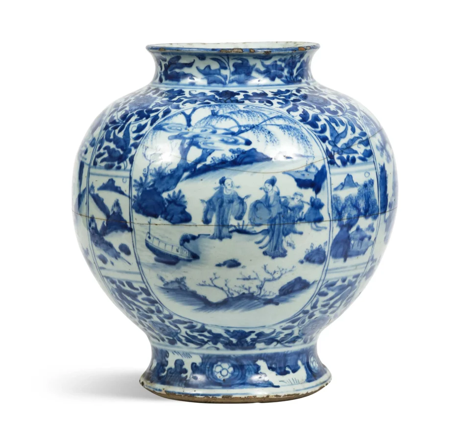 Grande jarre en porcelaine bleu blanc - CHINE - Époque Transition (XVIIe siècle)