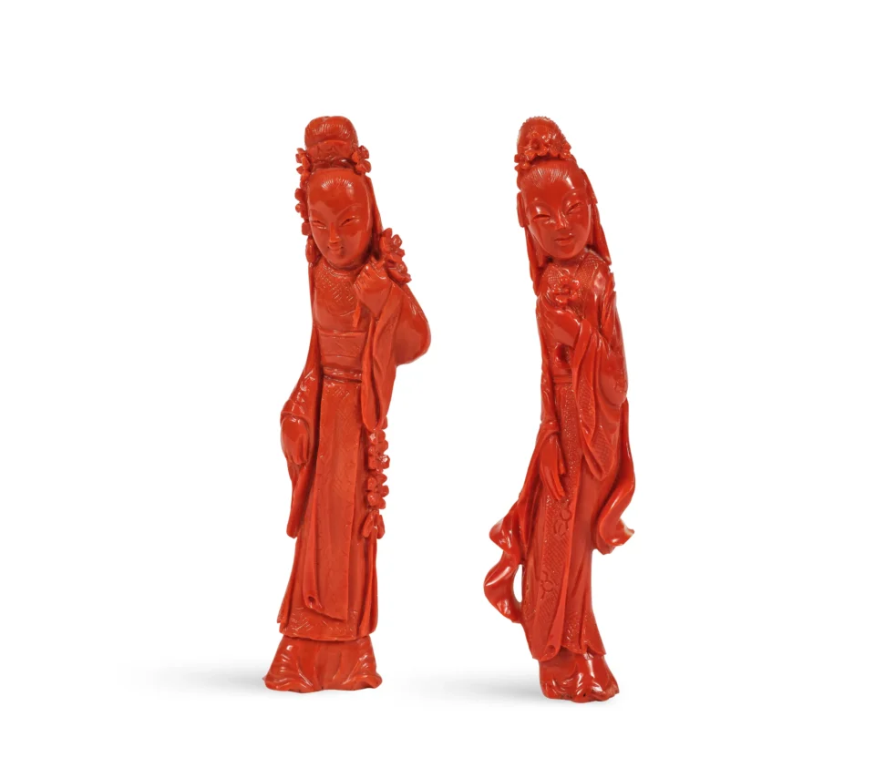 Deux sculptures en corail* sculpté - CHINE - XIXe siècle