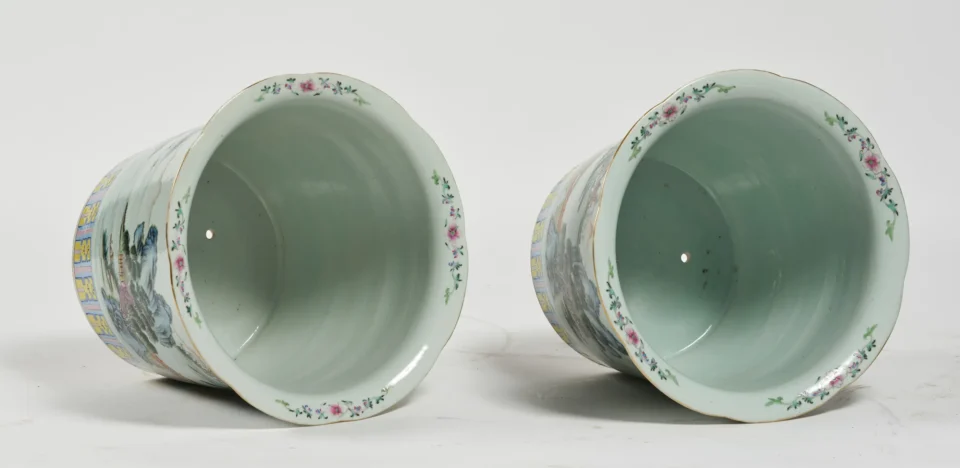 Période République Paire de jardinières en porcelaine - CHINE - XXe siècle