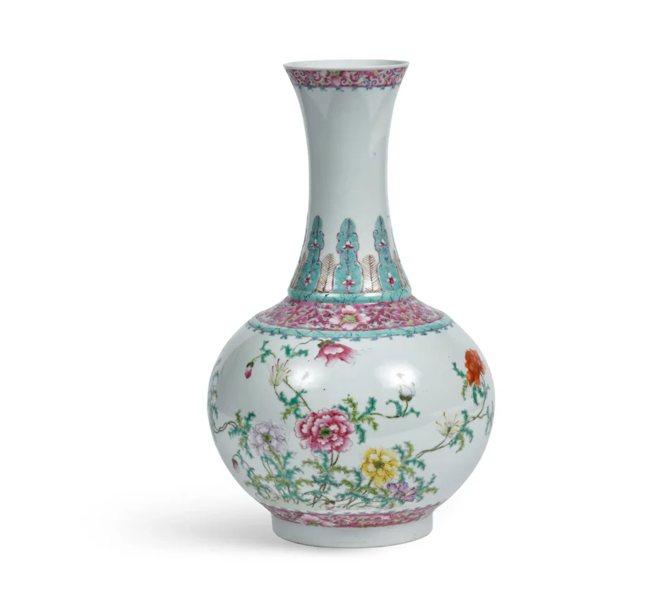 Élégant vase bouteille en porcelaine - CHINE - XIXe siècle