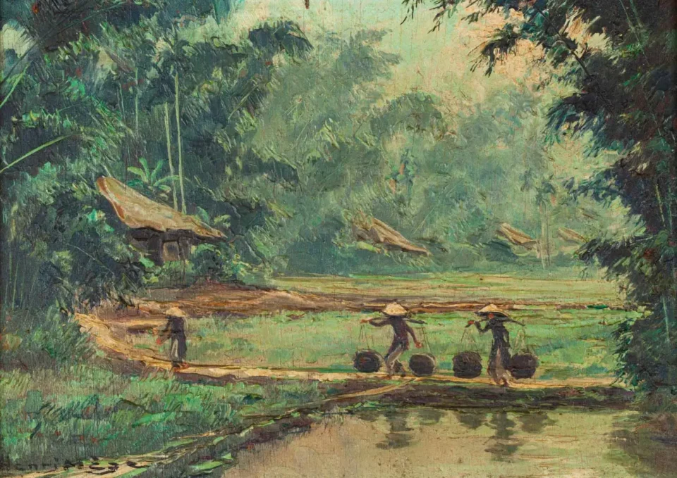 Matin dans la rizière près de Hué, 1954 - VIETNAM - XXe siècle