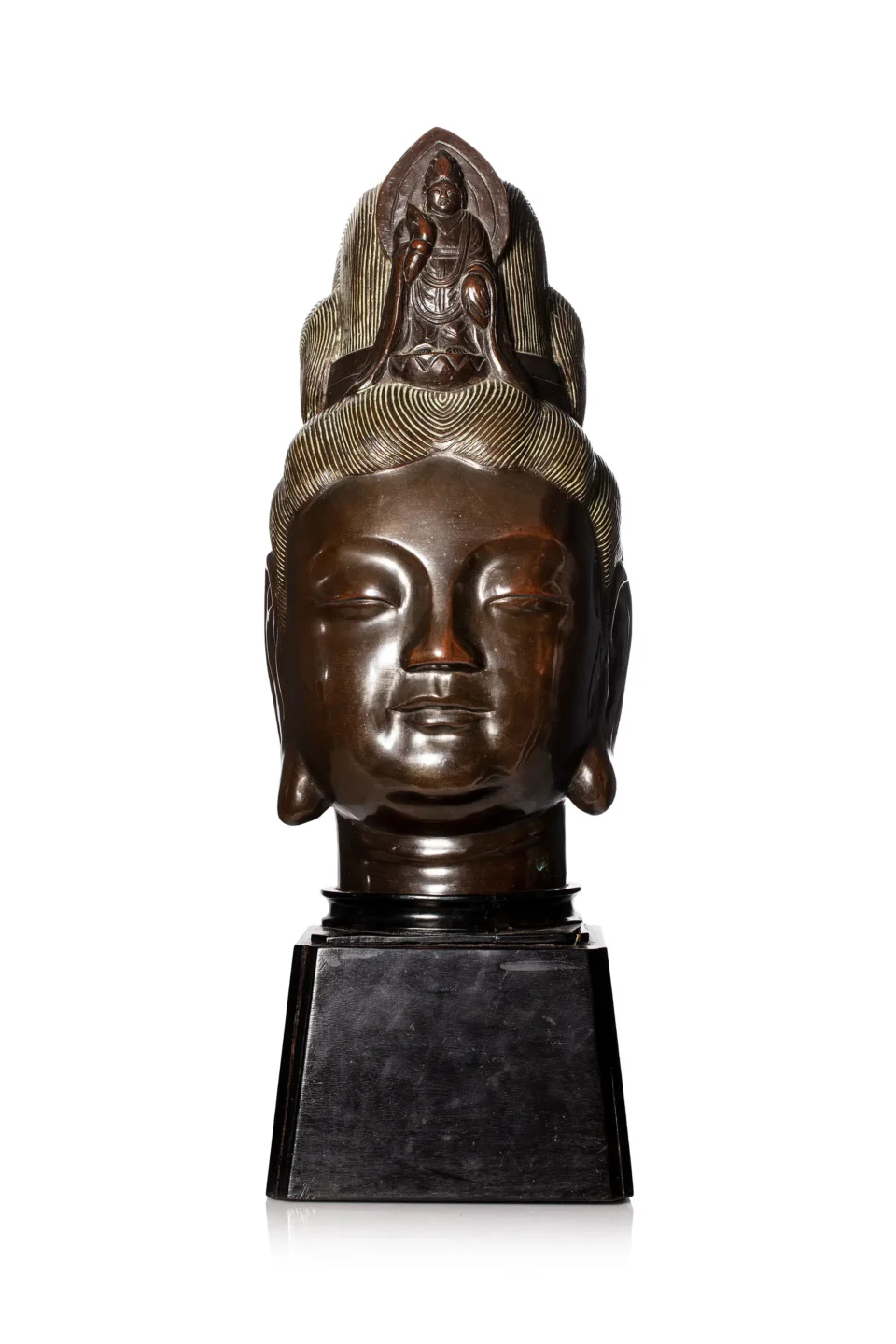 Importante tête de Guanyin en bronze - VIETNAM - XXe siècle