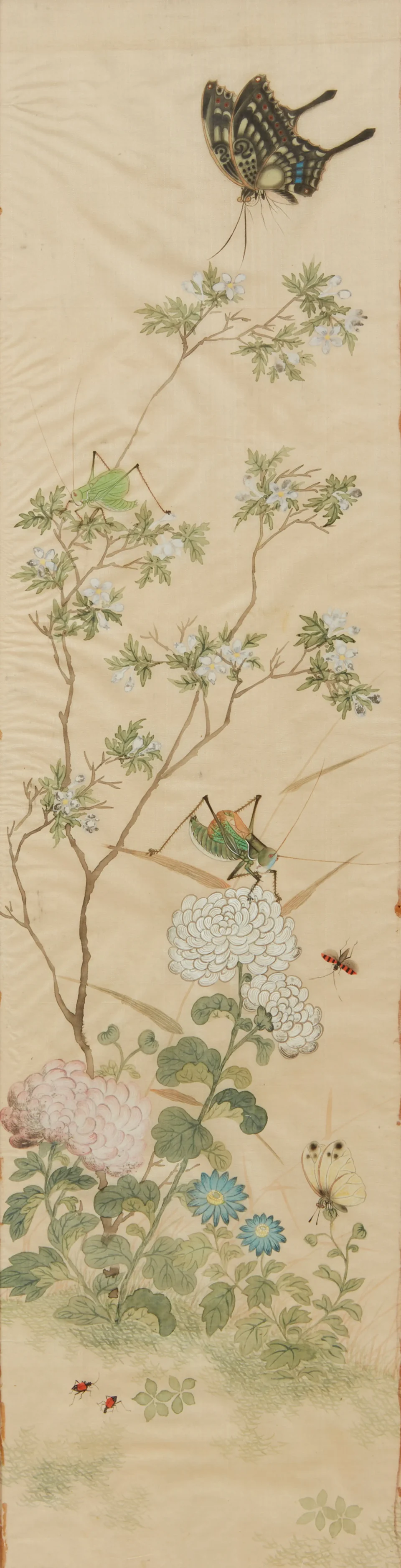 Quatre aquarelles sur tissu - CHINE - XIXe siècle