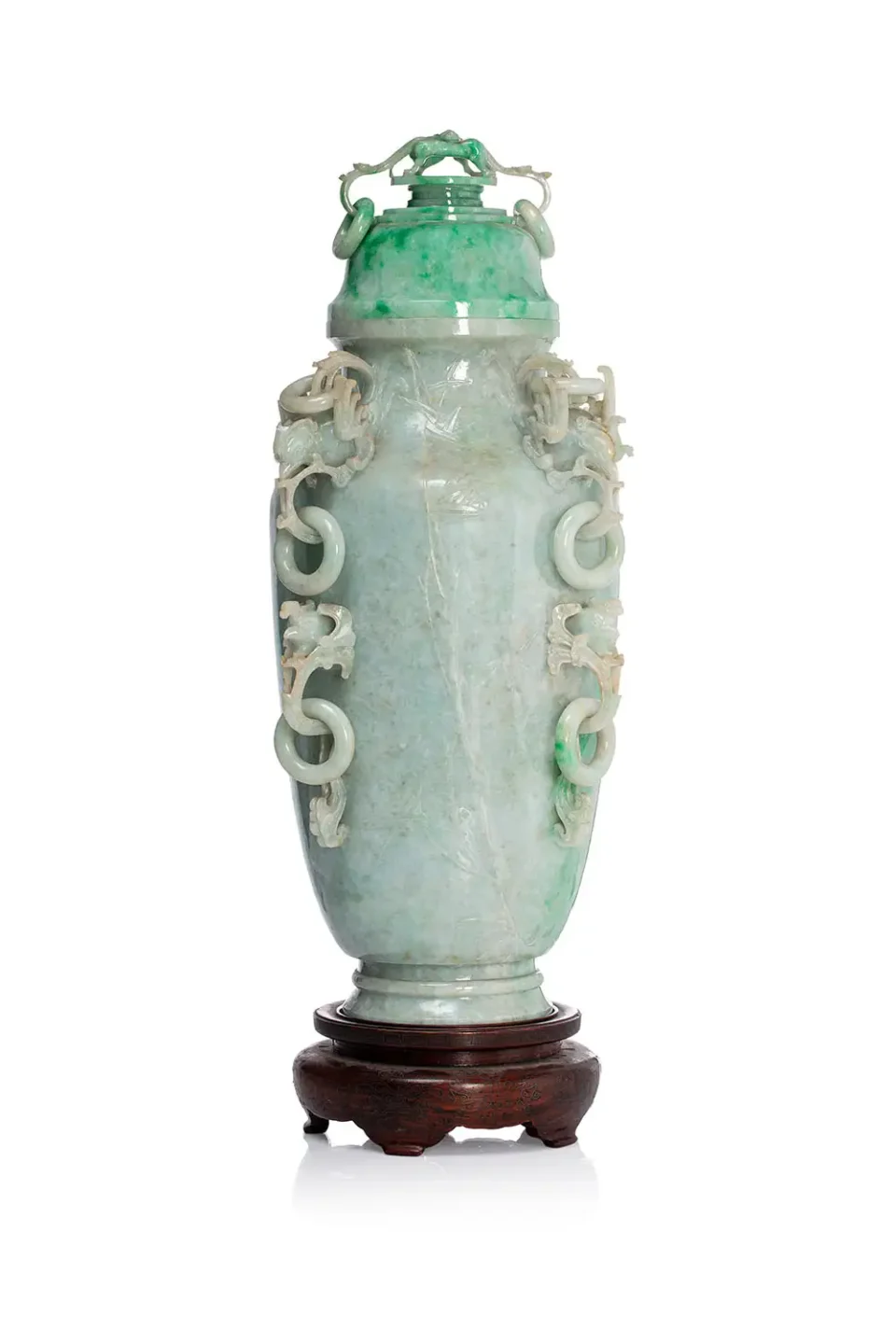 Large covered vase in jadeite - CHINA - 20th century