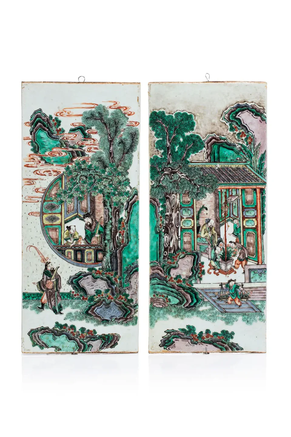 Deux plaques en porcelaines de la famille verte - CHINE - XIXe siècle