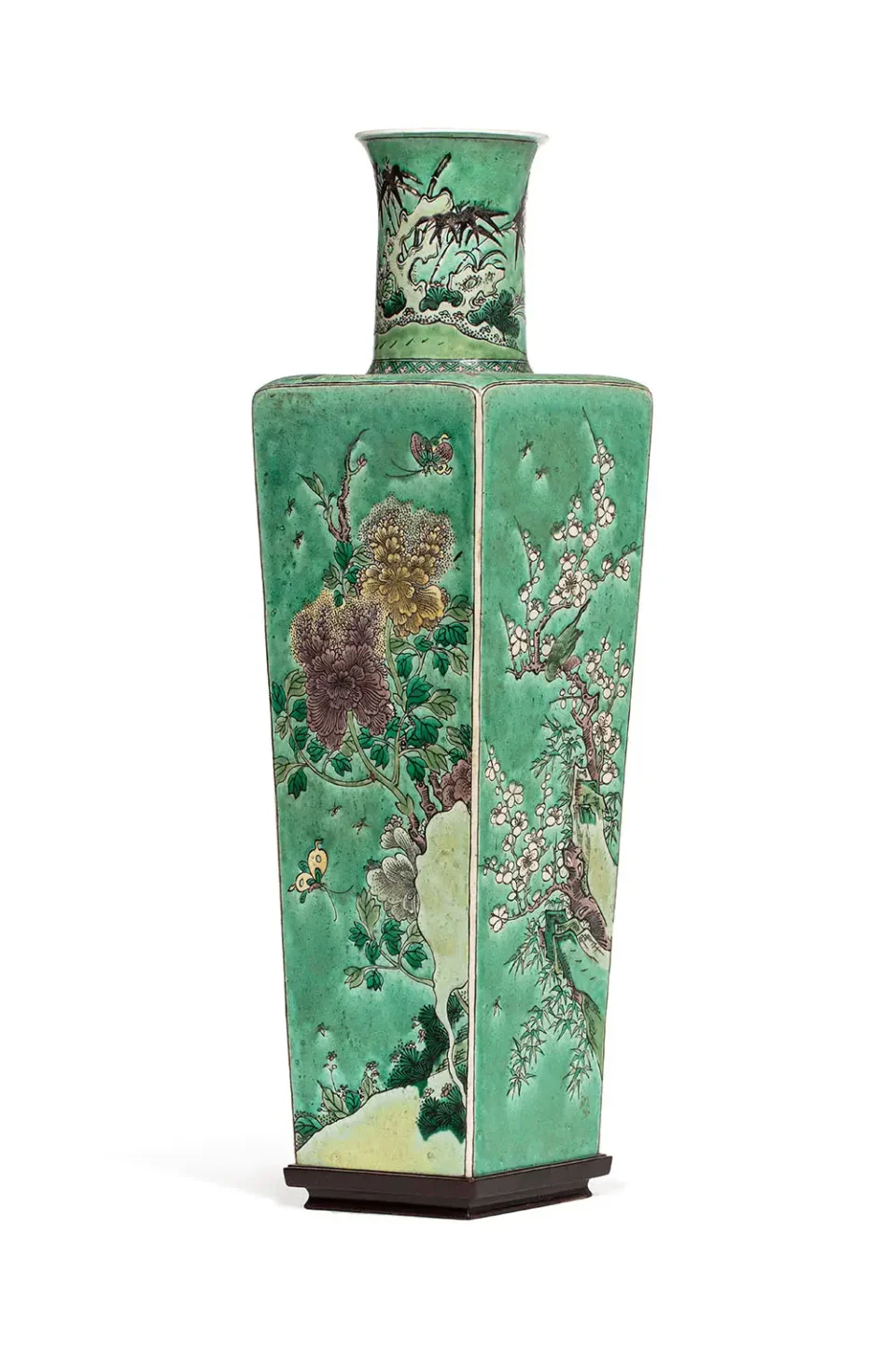 Four-sided vase in porcelain of the green family - CHINA - 18th-19th century