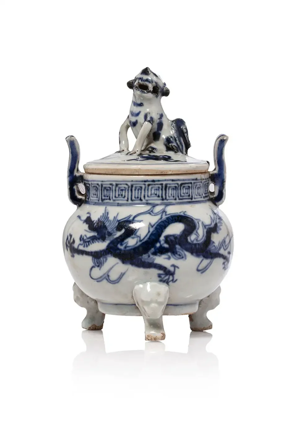 Brûle parfum couvert tripode en porcelaine - CHINE - Dynastie Ming (1368-1644)