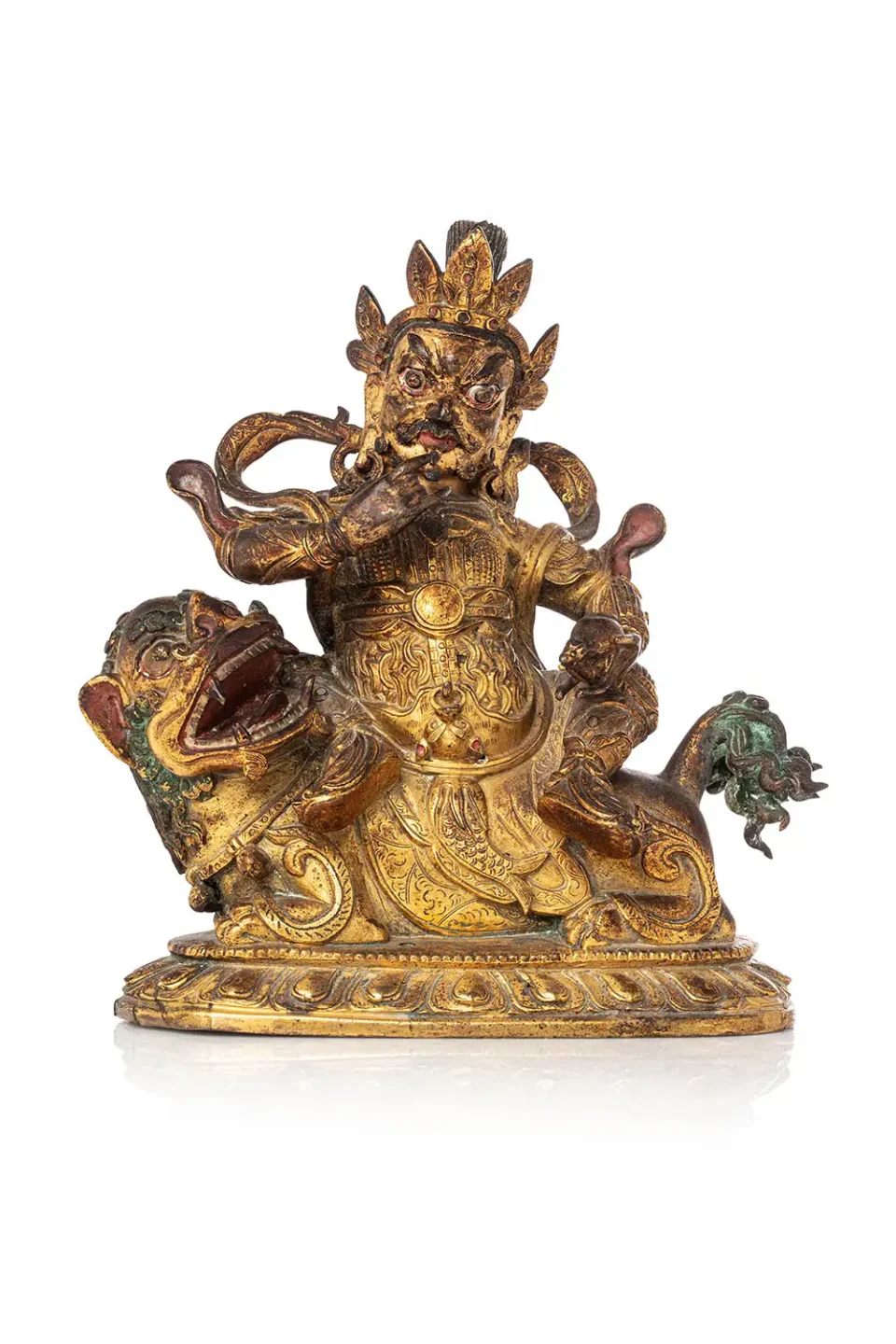 Vaishravana en bronze doré polychrome - CHINE - XVIIIe siècle