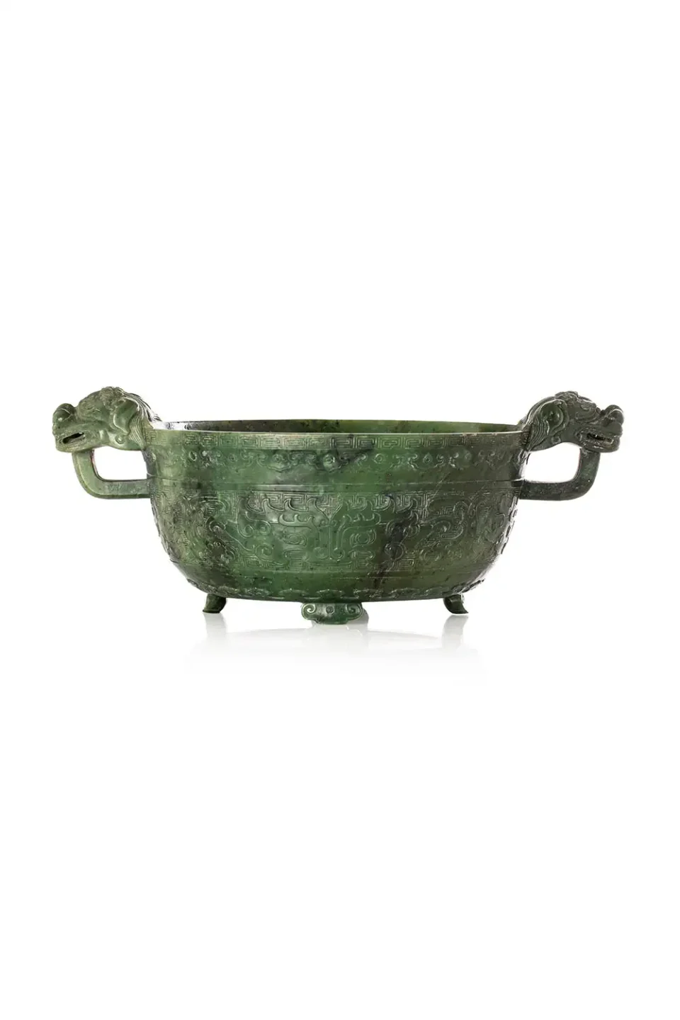 Coupe de mariage en jade vert épinard - CHINE - XVIIIe siècle