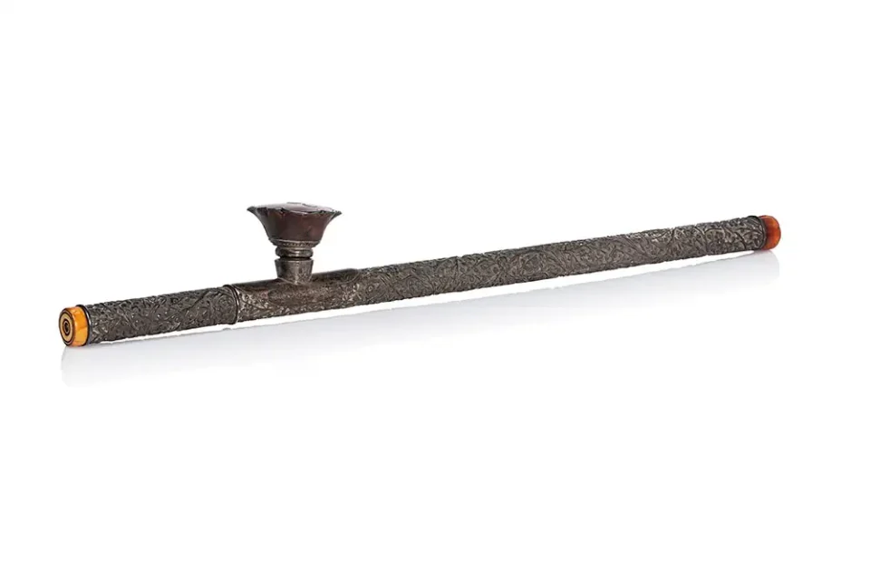 Pipe à opium en argent - CHINE - XIXe siècle