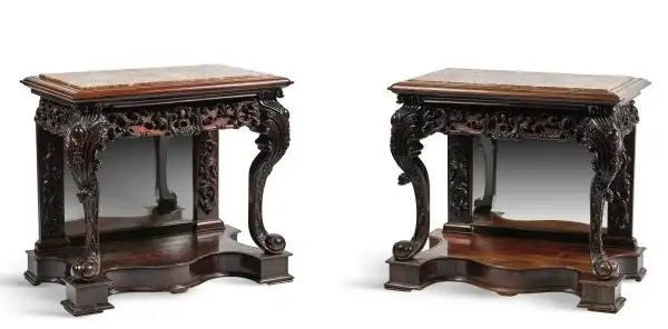 Rare pair of consoles in Hongmu wood - CHINA - 19th century