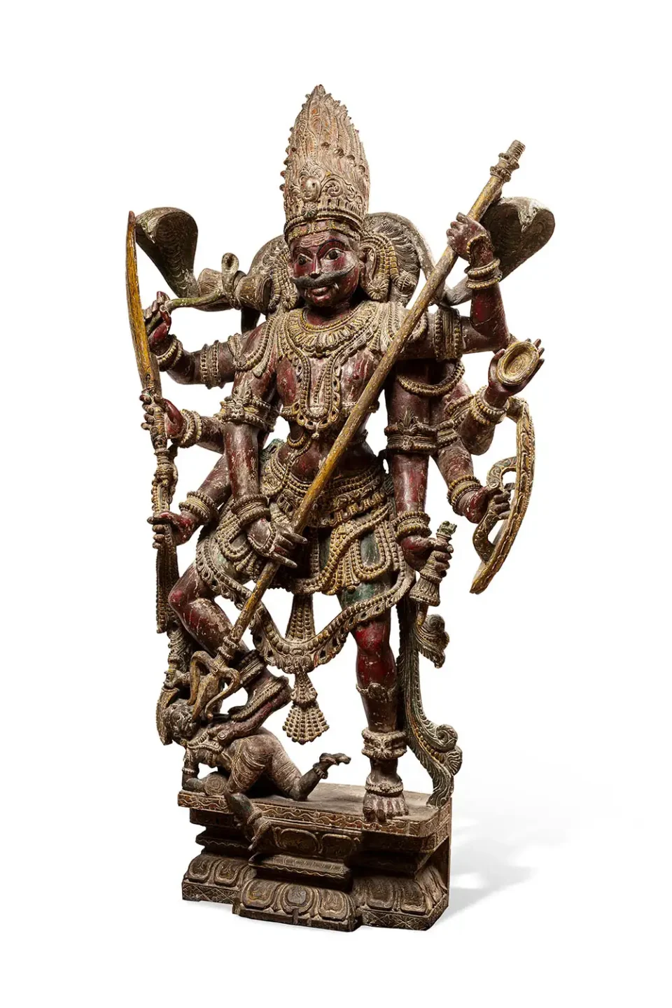 Important sculpture of Shiva in polychrome wood - INDIA - 18th-19th century