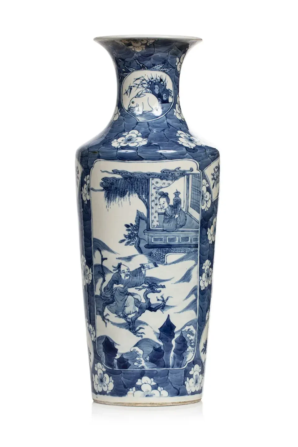 Blue and white mallet vase - CHINA - 19th century