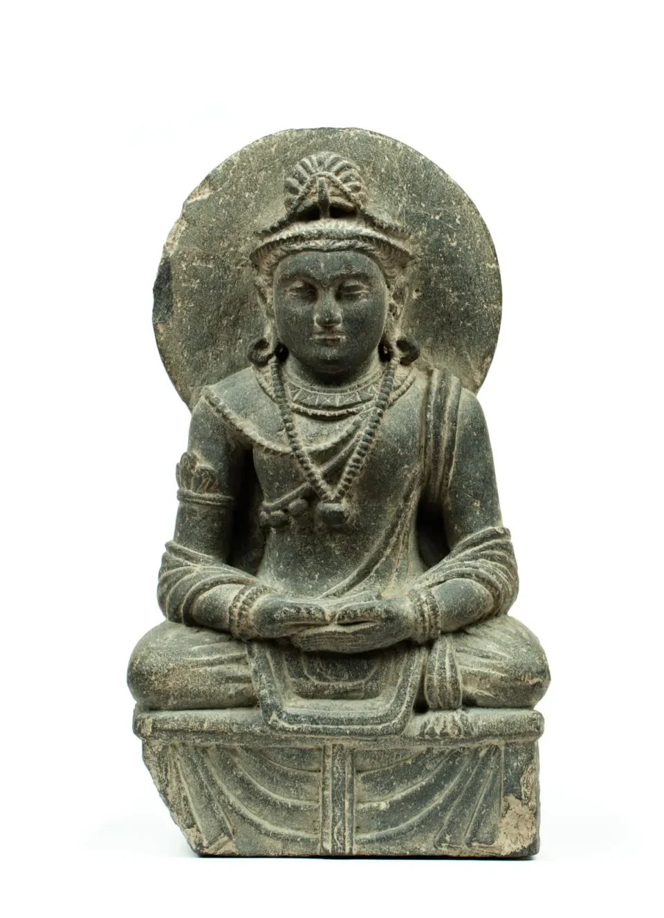 Bodhisattva figure in sandstone schist - PAKISTAN, ancient Gandhara region - 2nd century