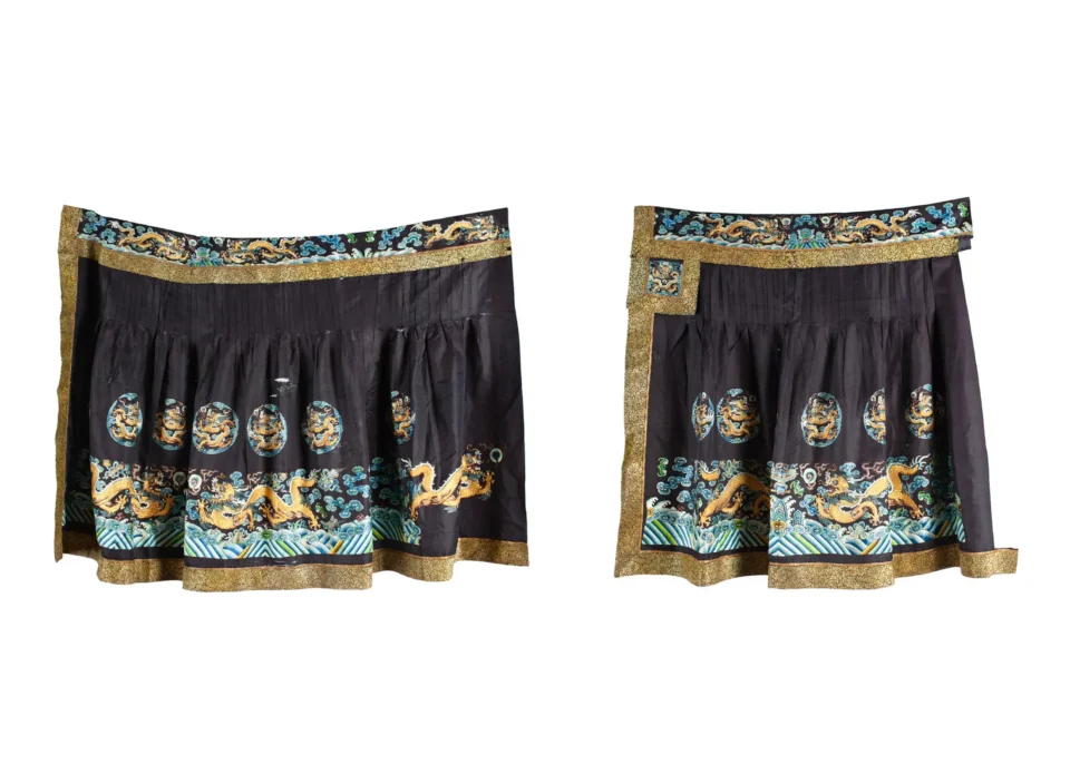 Two embroidered silk skirts - CHINA - 19th century